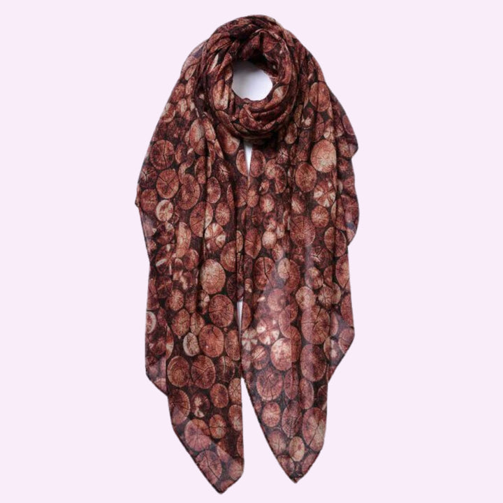 Small Round Wood Pattern Print Scarf