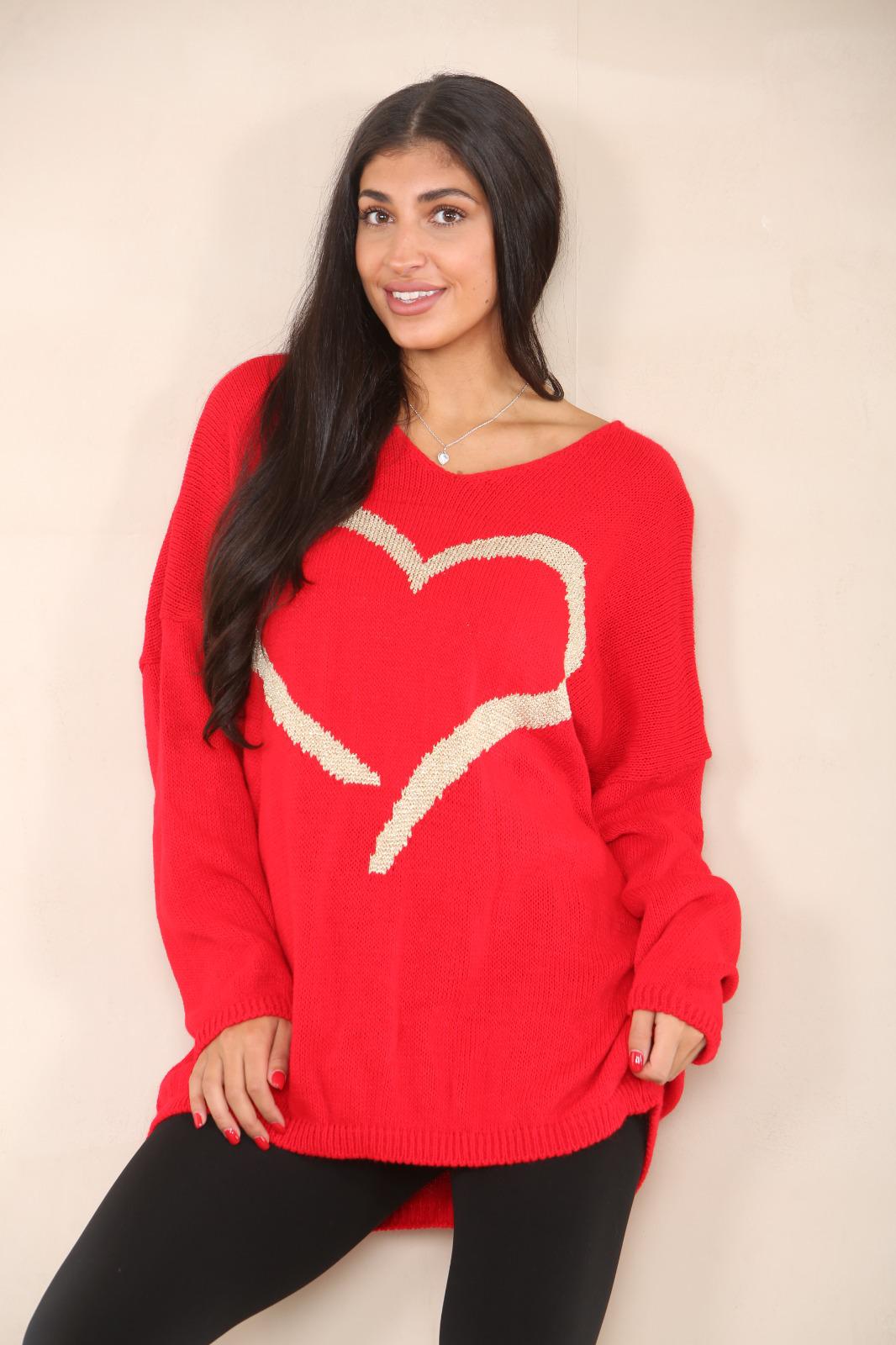 Oversized Heart Print Jumper