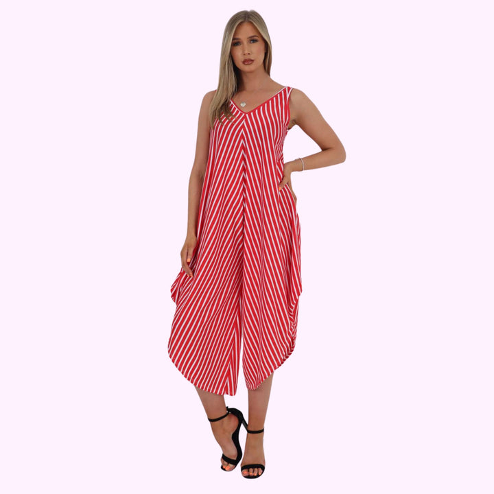 Italian Stripe Pattern Jumpsuit