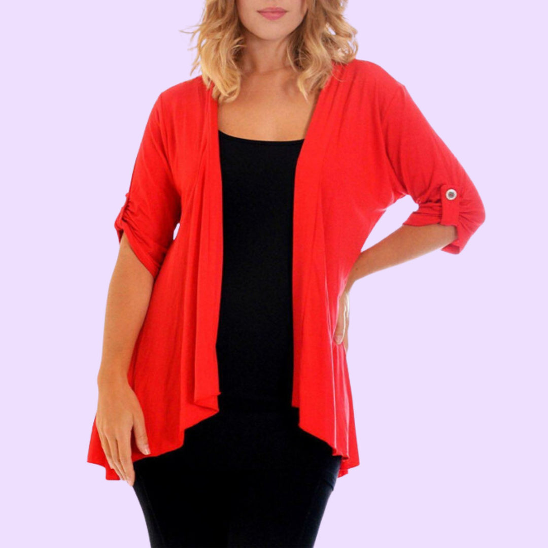 3/4 Sleeve Open Button Cardigan