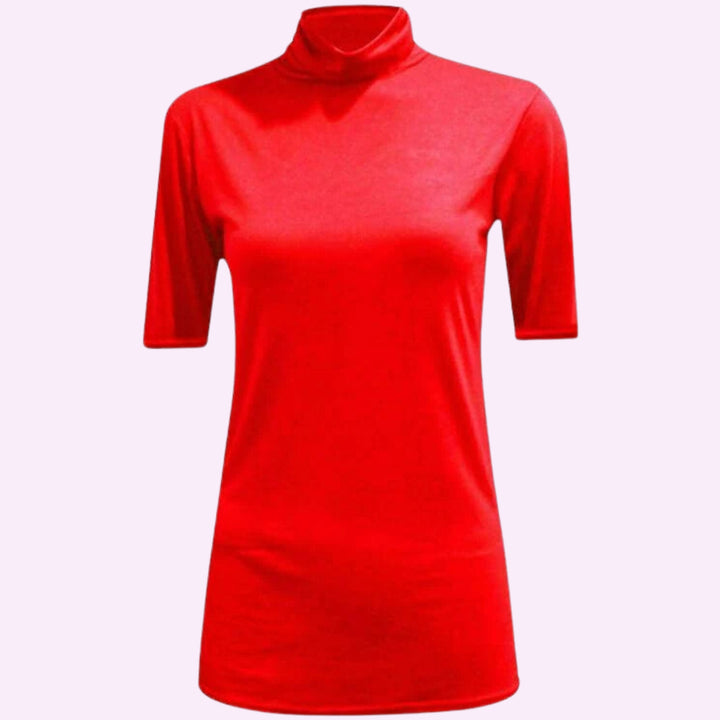 3/4 Short Sleeve High Polo Neck Shirt Top