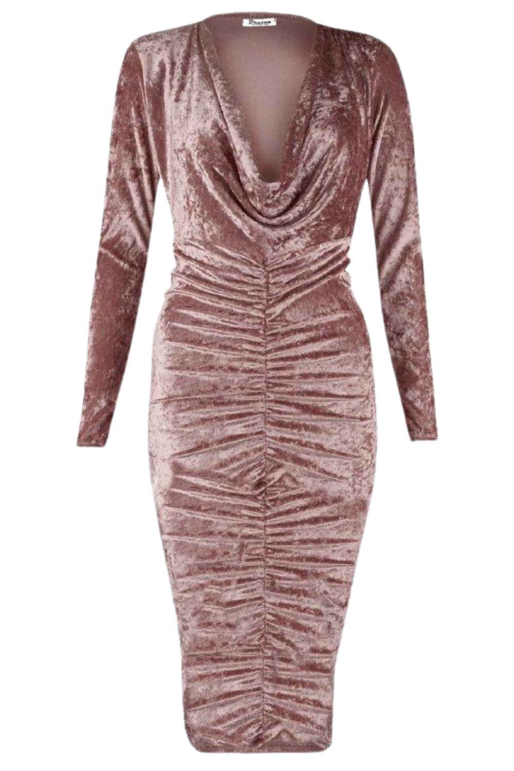 Velvet Ruched Bodycon Midi Dress