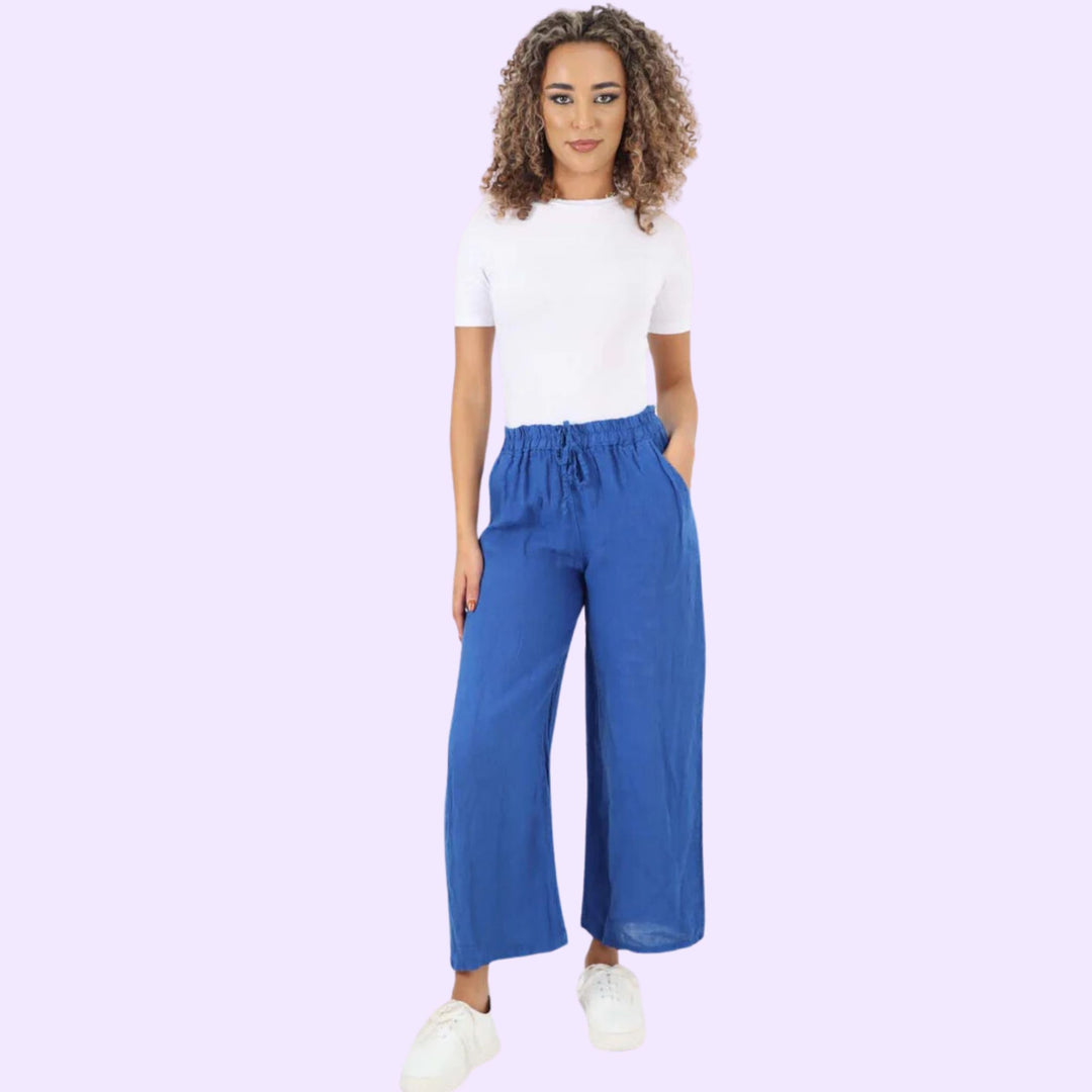 Italian Plain Linen Palazzo Trouser