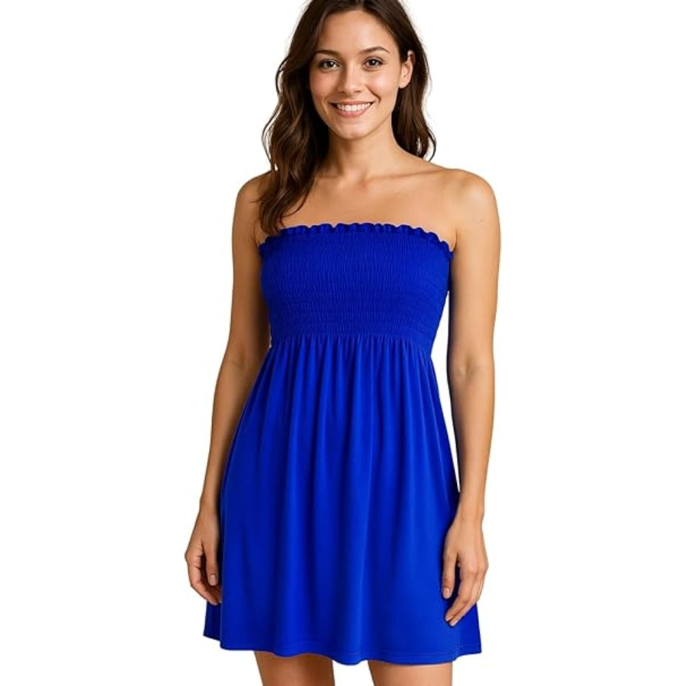 Women’s Plain Strapless Bandeau Midi Dress