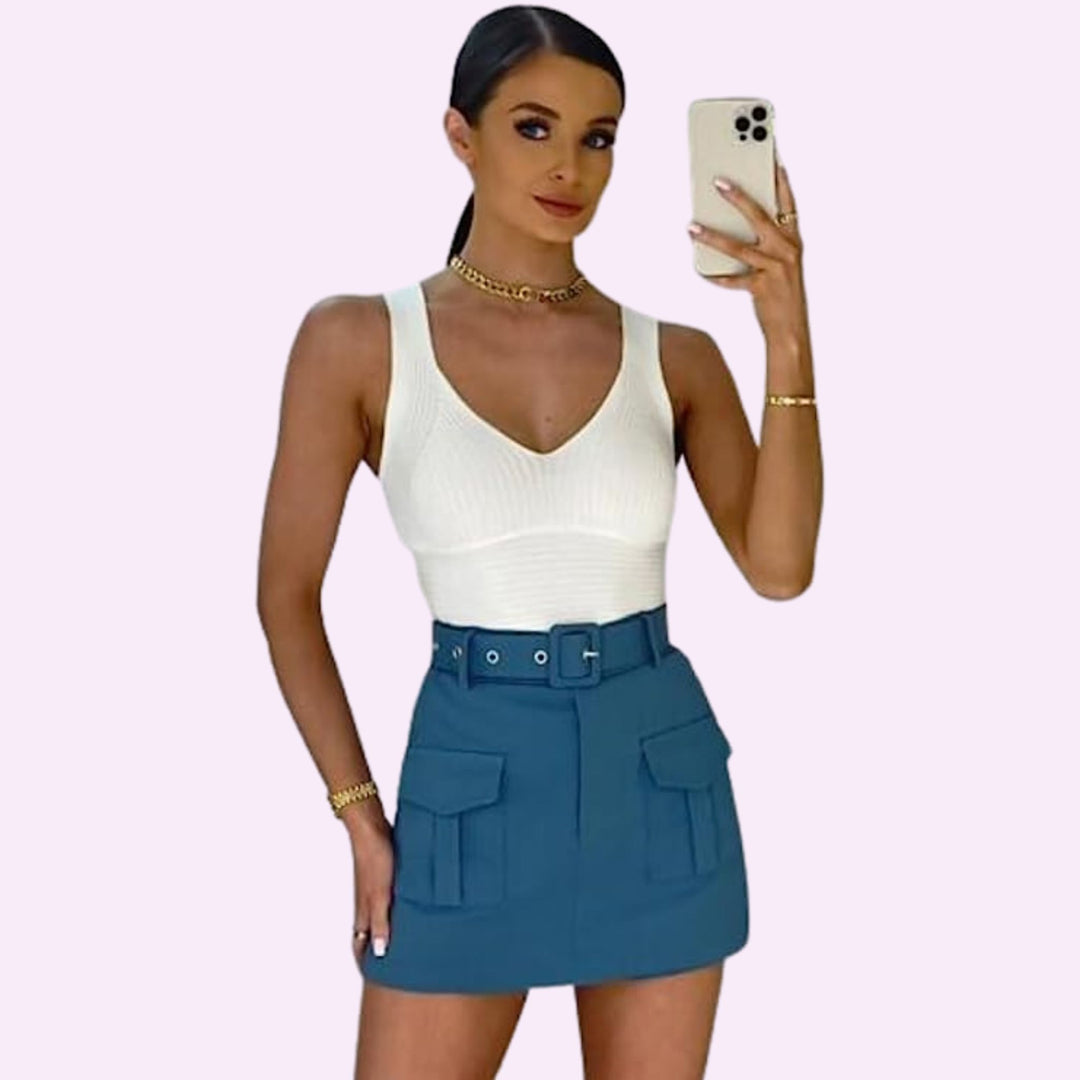 High Waisted Cargo Skort