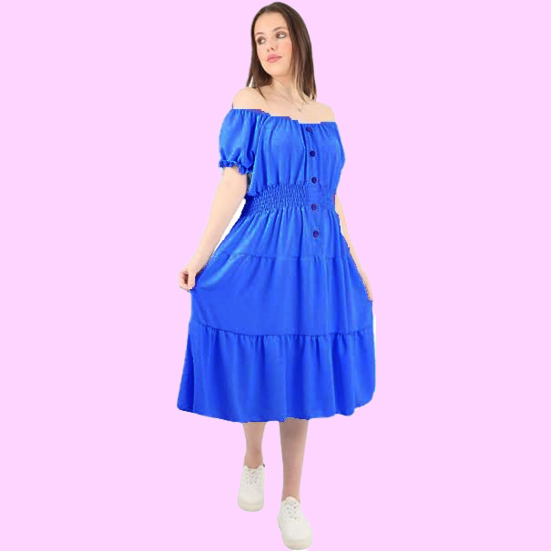 5 Button Magic Offsholder MIDI Dress