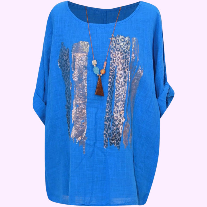 Italian Animal Foil Print Tunic Top