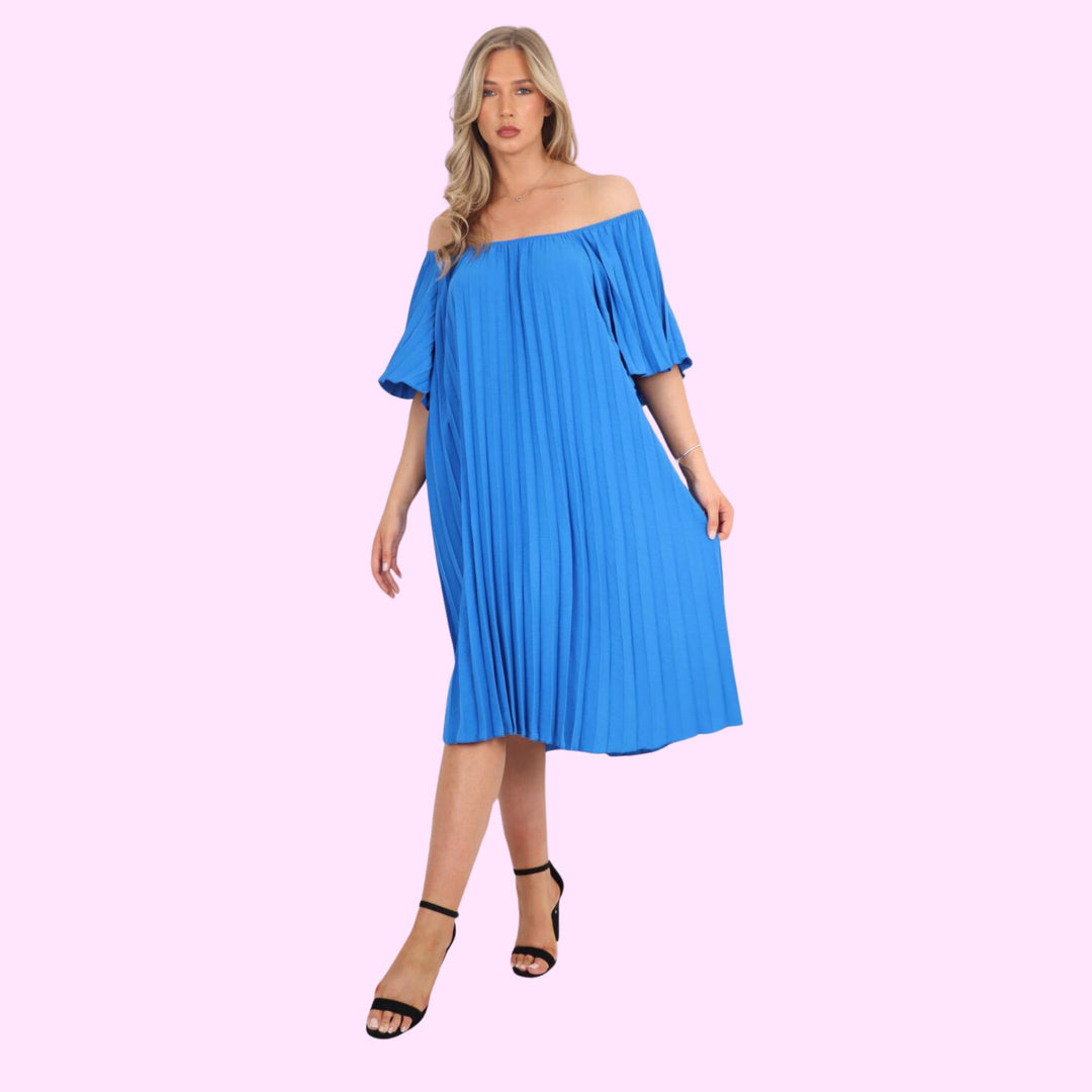 Pleated Off Shoulder dress