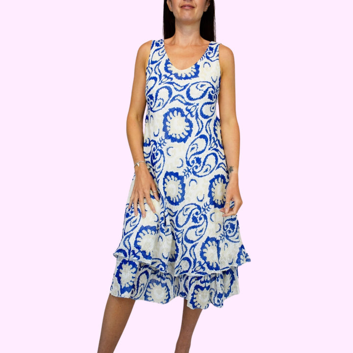 Floral Paisley Double Layered Bias Cut Dress