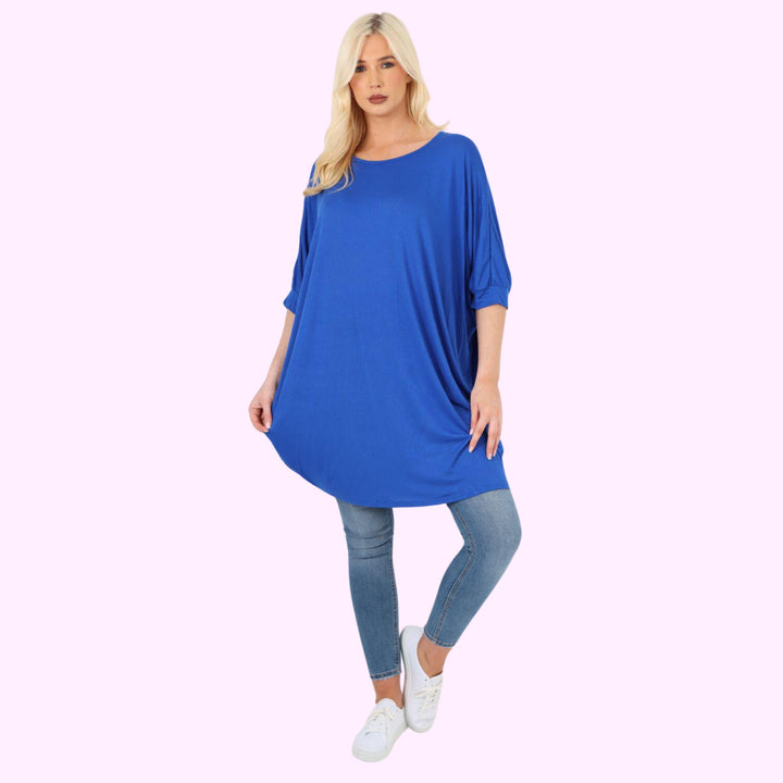 Italian Oversized Plain Batwing Sleeve Top