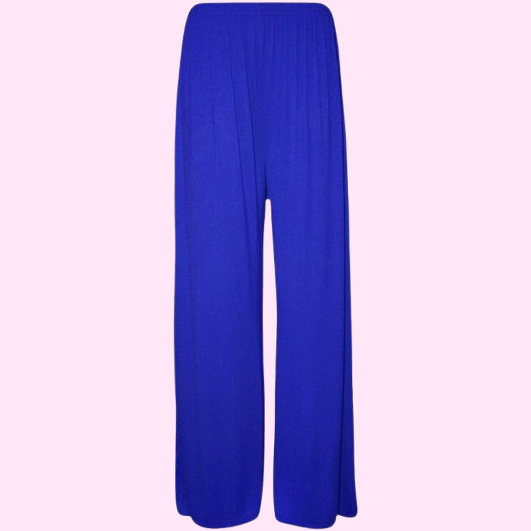 Womens Plain Wide Leg Palazzo Flared Trousers