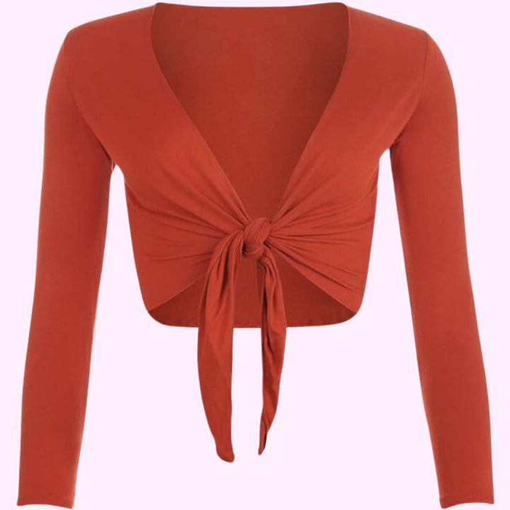 Long Sleeve Front Tie Crop Shrug