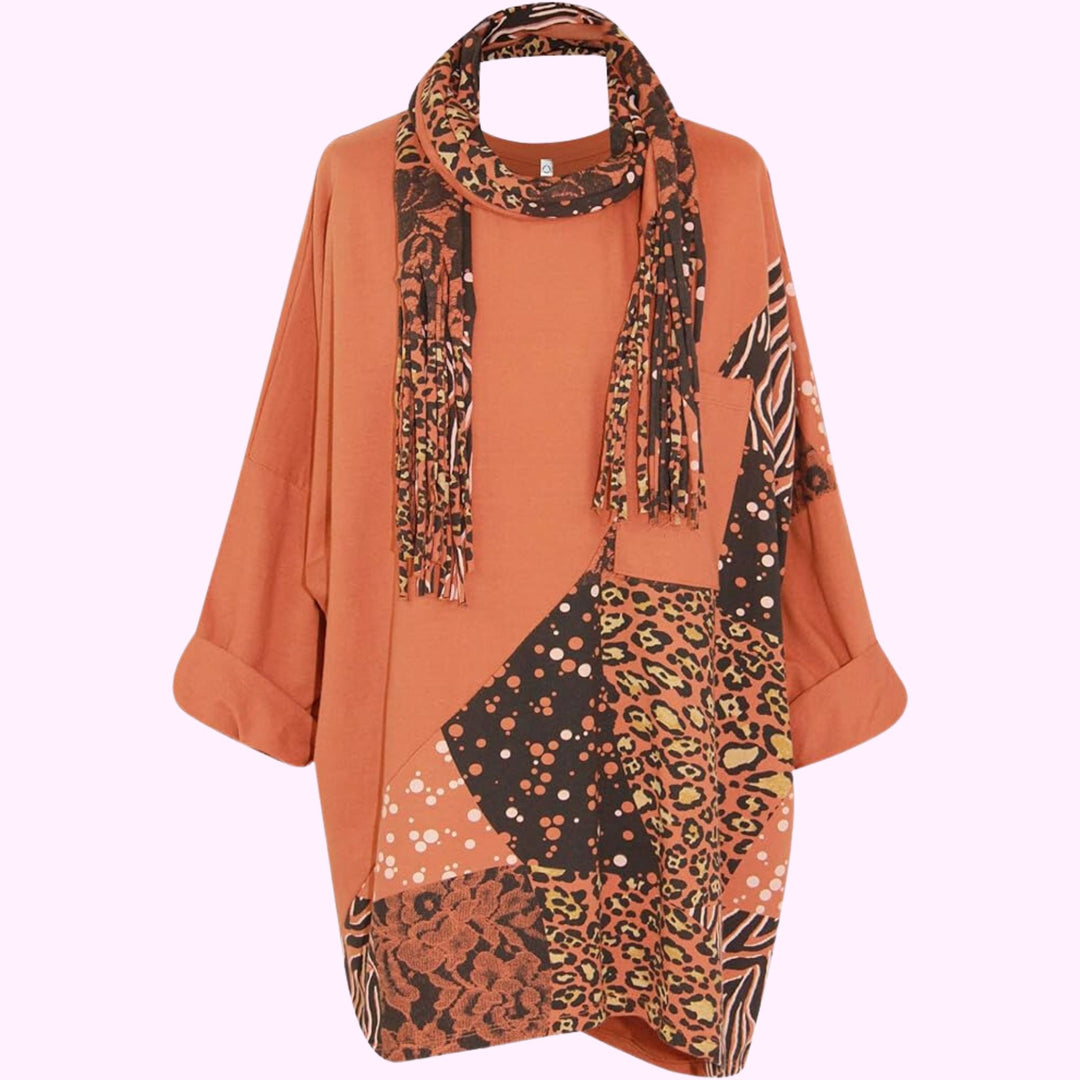 Italian Leopard Printed Scarf Top