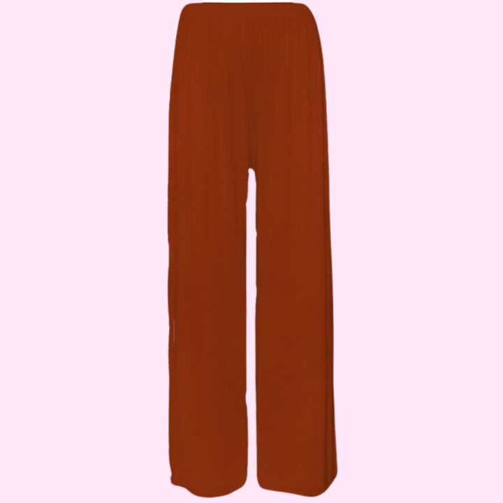 Womens Plain Wide Leg Palazzo Flared Trousers