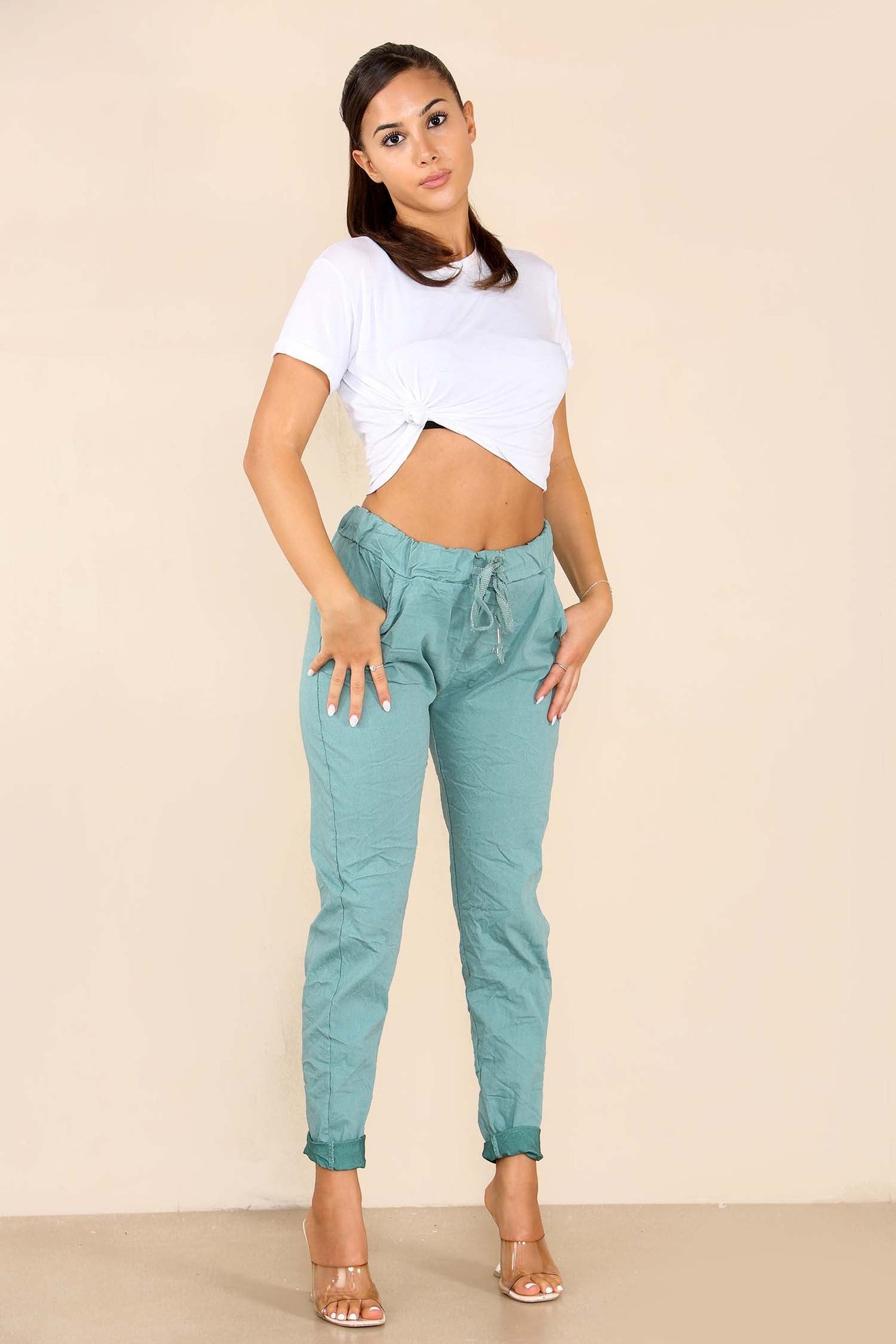 Italian Glitter Drawstring Waistband Magic Pants
