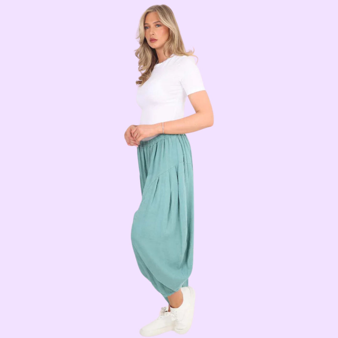 Italian Plain Linen Hareem Pants