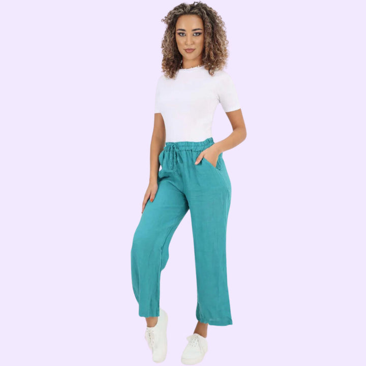 Italian Plain Linen Palazzo Trouser