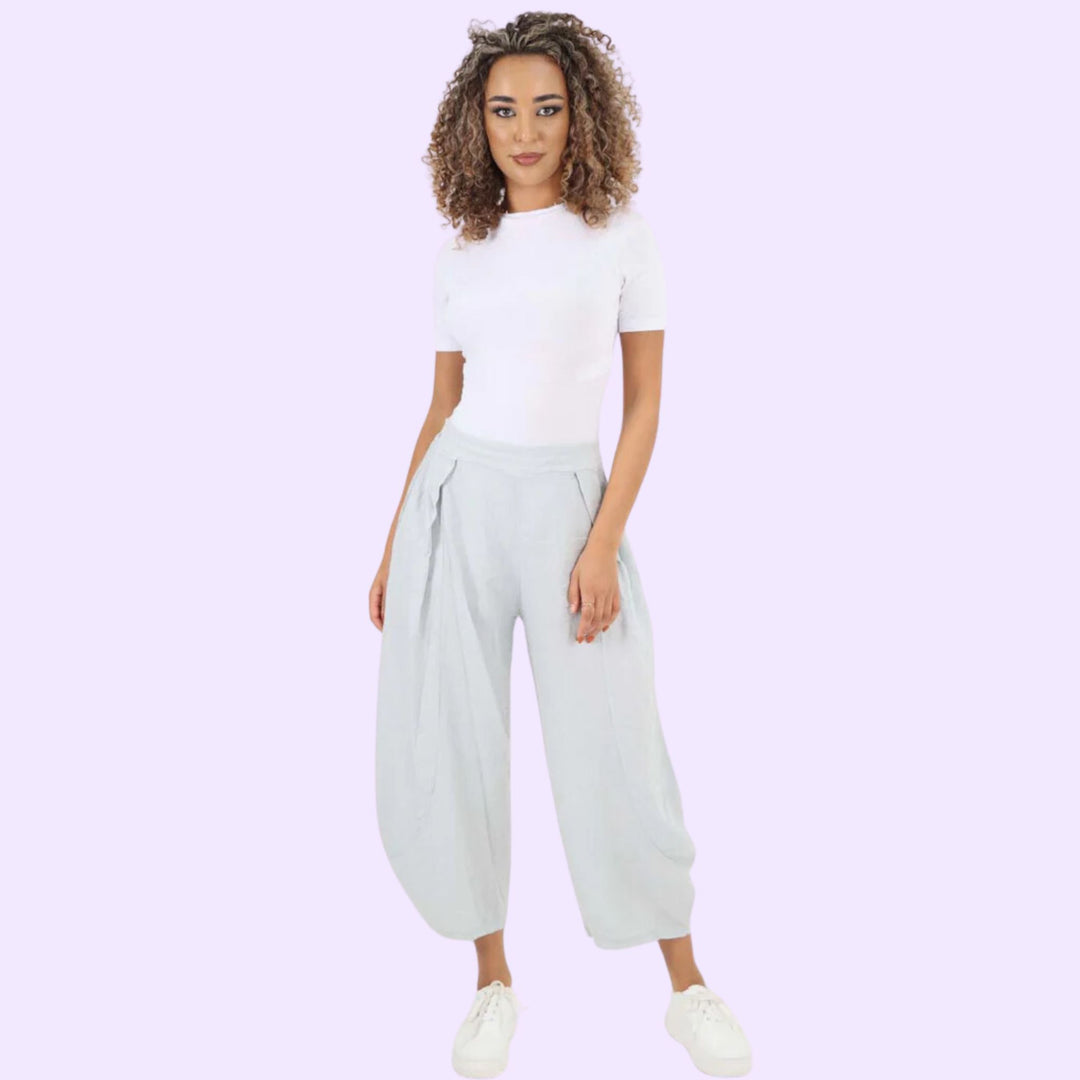 Italian Plain Layered 3/4 Linen Jogger