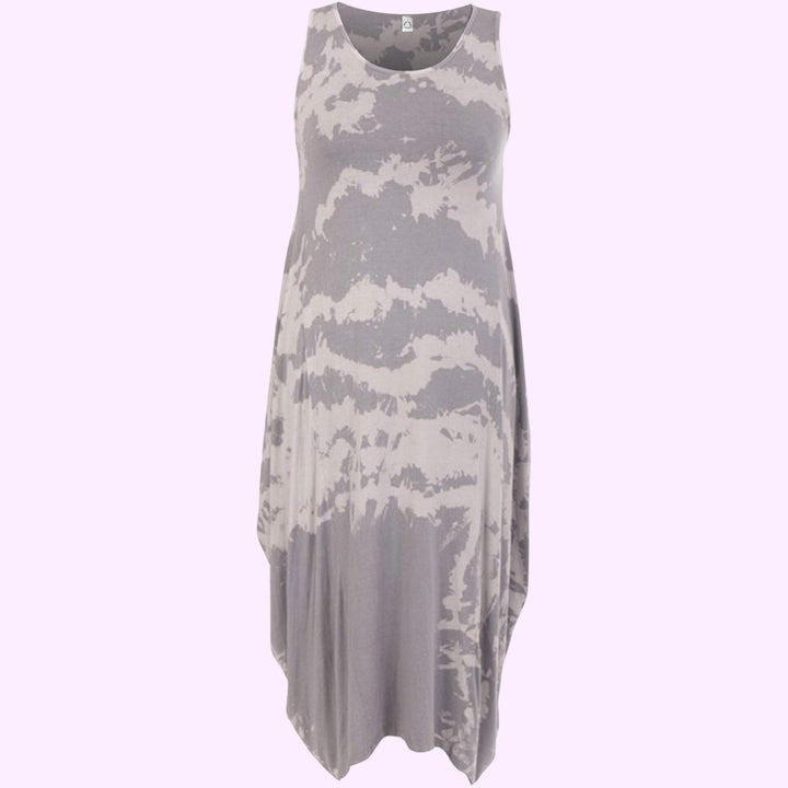 Italian Sleeveless Tie Dye Print Dress