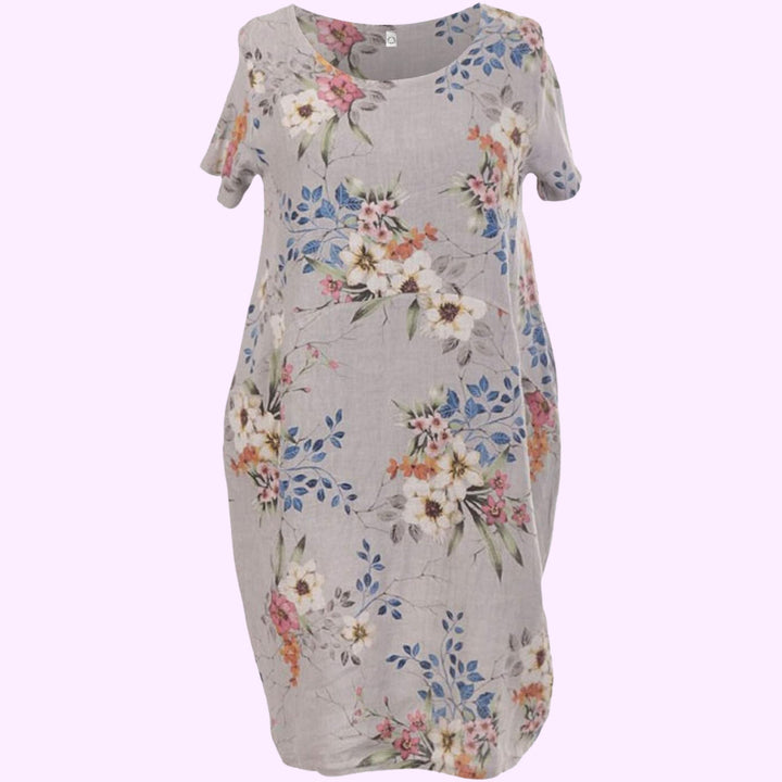 Italian Floral Linen Dress