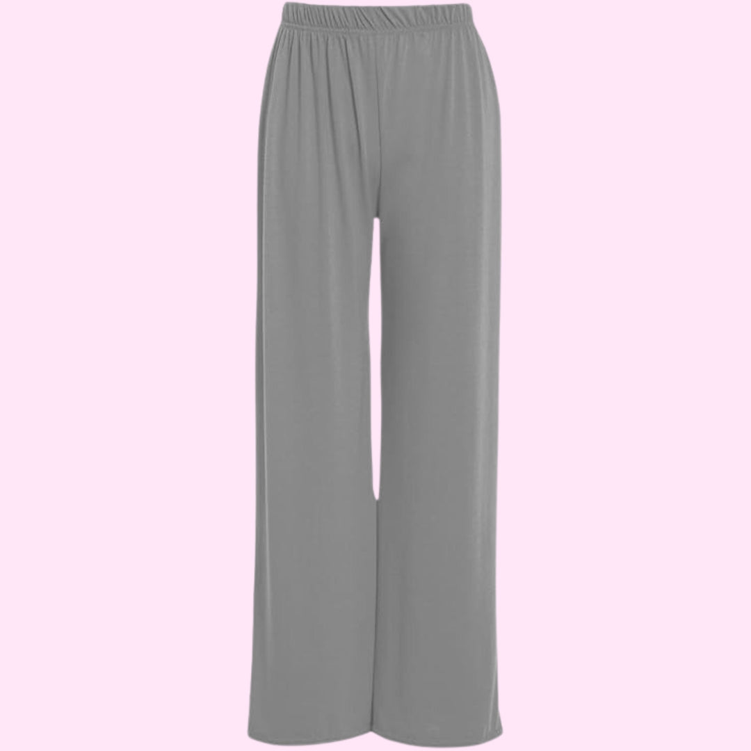 Womens Plain Wide Leg Palazzo Flared Trousers