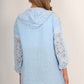 Italian Lace Sleeve Hooded Long Cardigan