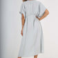 Italian Drawestring Front Flared Linen Dress