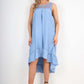 Italian Lace Neckline Dipped Hem Dress