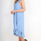 Italian Lace Neckline Dipped Hem Dress