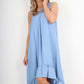 Italian Lace Neckline Dipped Hem Dress