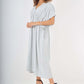 Italian Drawestring Front Flared Linen Dress