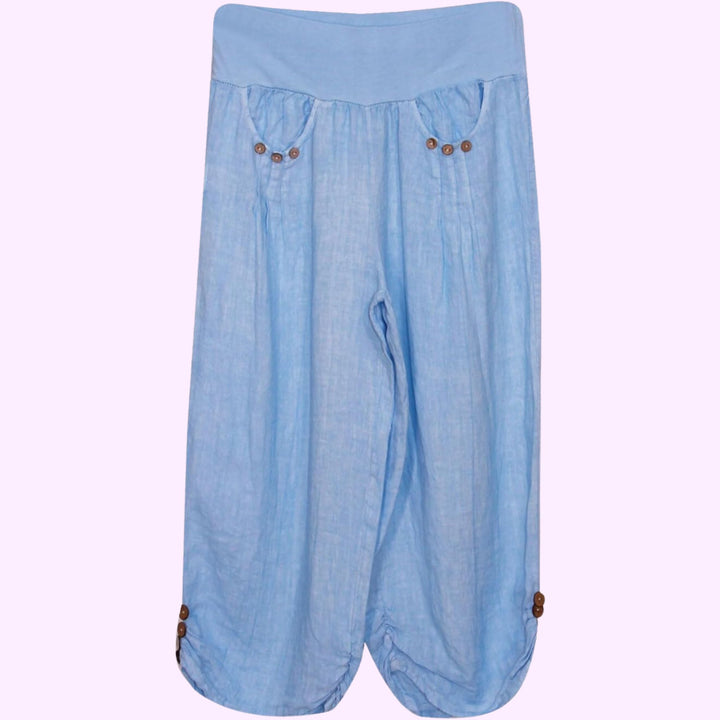 3/4 Length Cropped Linen Trousers