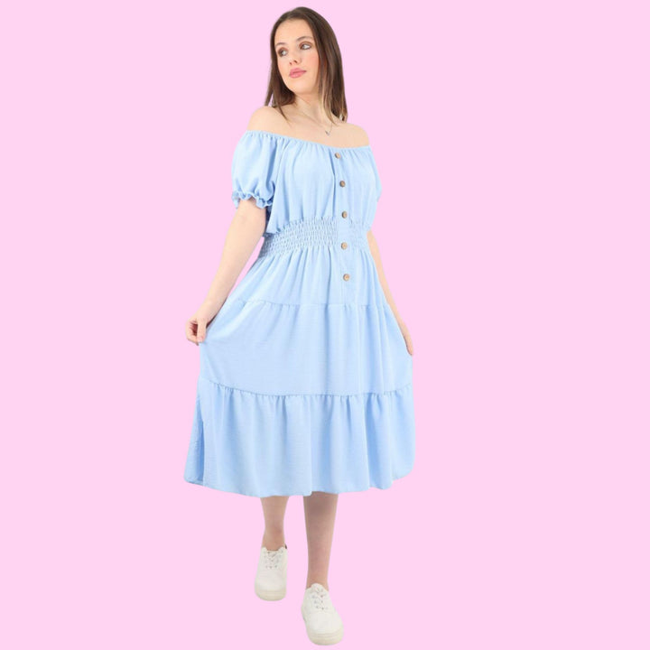 5 Button Magic Offsholder MIDI Dress