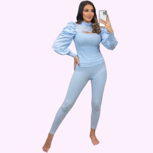 Tracksuit Pleated Puff Sleeve