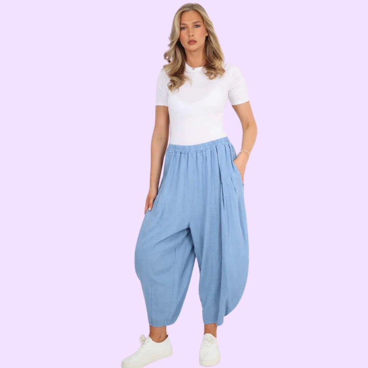 Italian Plain Linen Hareem Pants