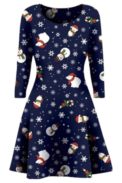 Snow Man & Snow Flakes Christmas Dress