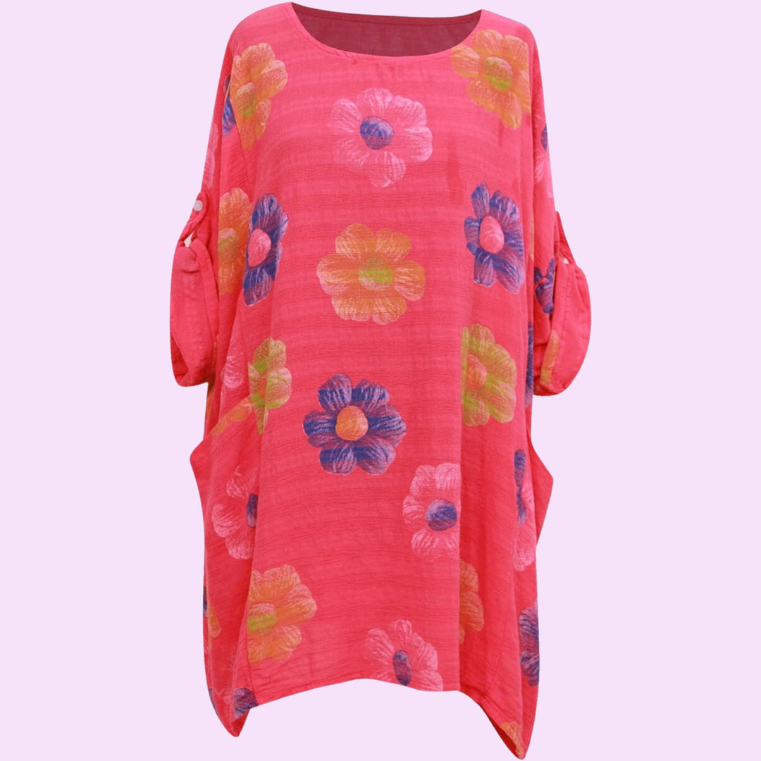 Italian Floral Print Cotton Summer Top