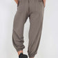 Italian Ruched Hem Cotton Trousers With Side Pockets