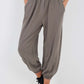 Italian Ruched Hem Cotton Trousers With Side Pockets