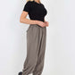 Italian Ruched Hem Cotton Trousers With Side Pockets