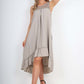 Italian Lace Neckline Dipped Hem Dress
