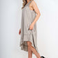 Italian Lace Neckline Dipped Hem Dress