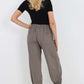 Italian Ruched Hem Cotton Trousers With Side Pockets