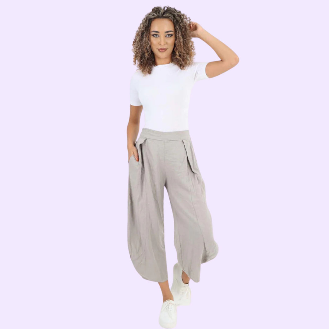 Italian Plain Layered 3/4 Linen Jogger