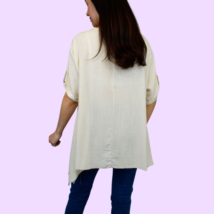 Dipped Hem Italian Viscose Top