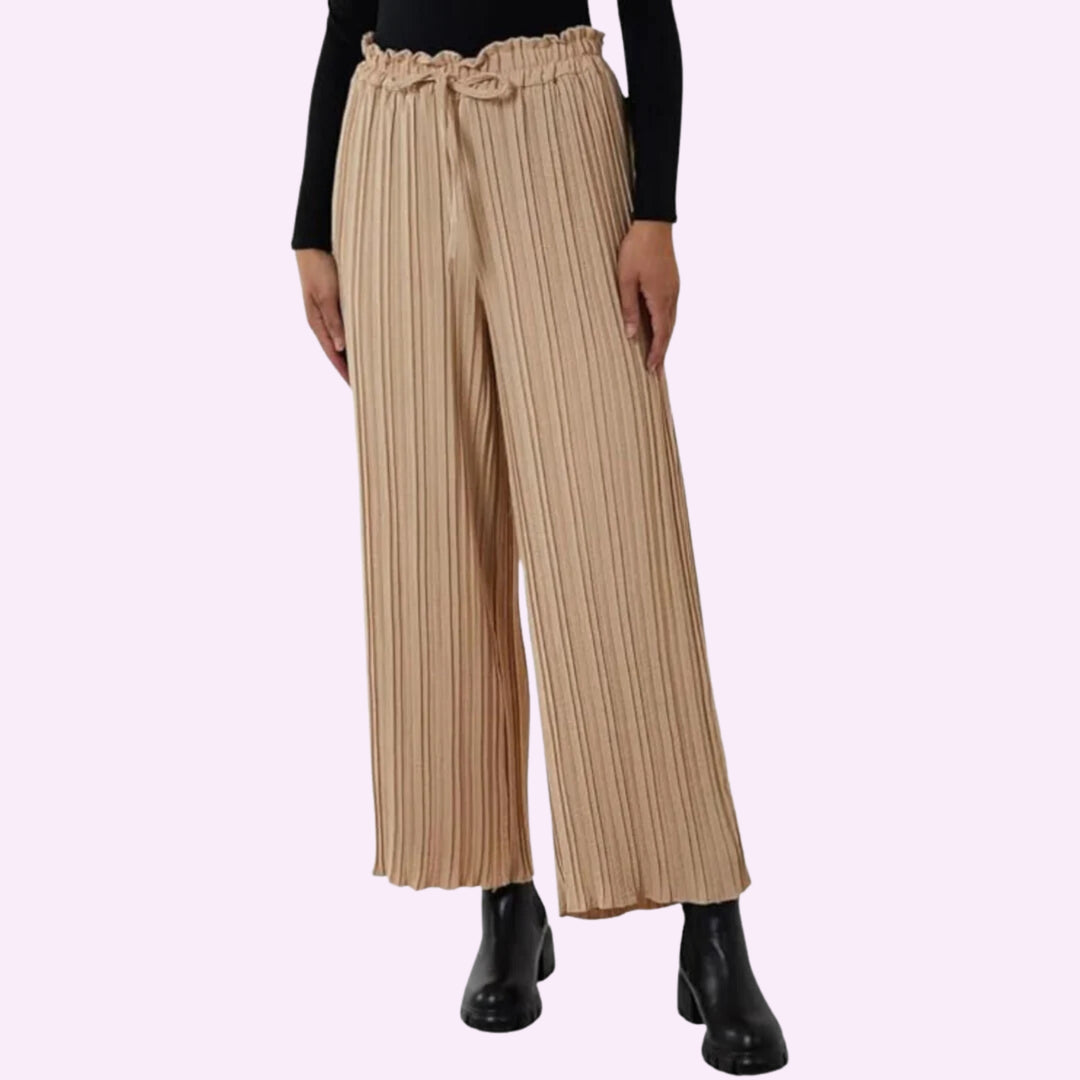 Wide Leg Pleated Trousers