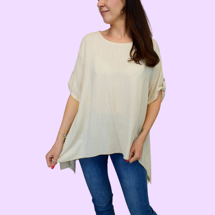 Dipped Hem Italian Viscose Top