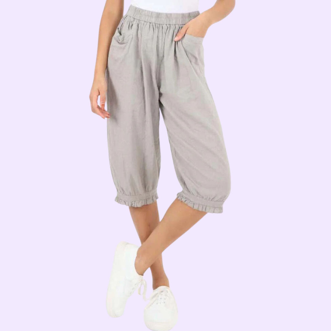 Italian Frill Hem 3/4 Linen Jogger