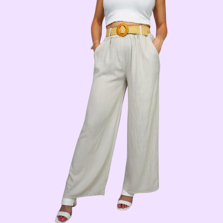 Wide Leg Cotton Belt Trouser