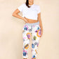 Italian Abstract Paint Print Drawstring Cotton Joggers
